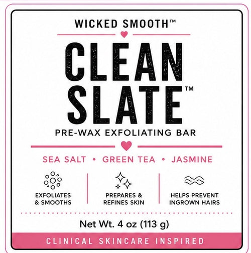 Wicked Smooth Clean Slate Pre-Wax Exfoliating Bar label