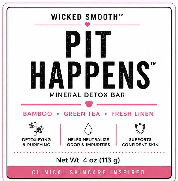 Wicked Smooth Pit Happens Mineral Detox Bar label